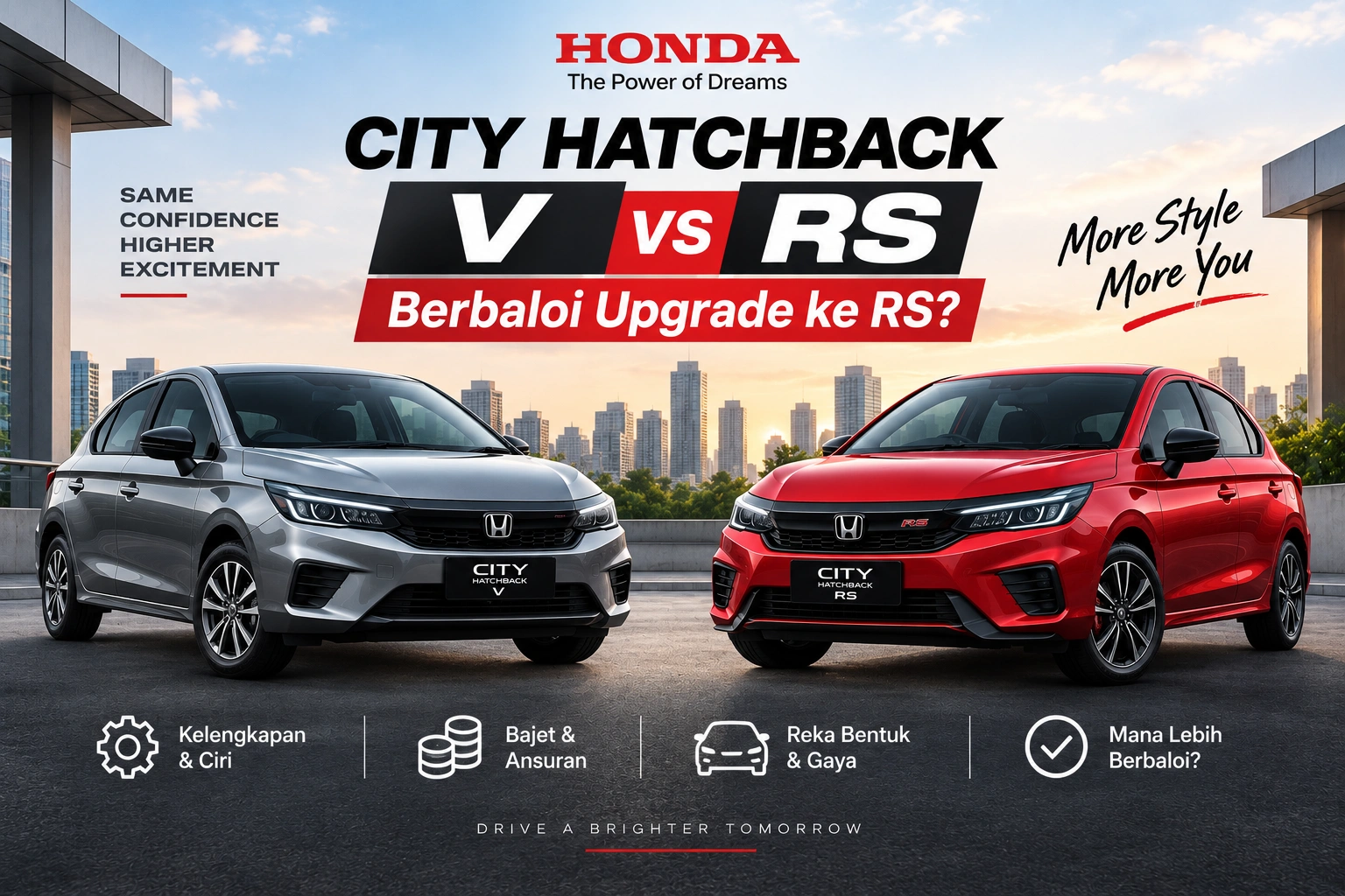 Honda City Hatchback V vs RS: Berbaloi Upgrade ke RS?