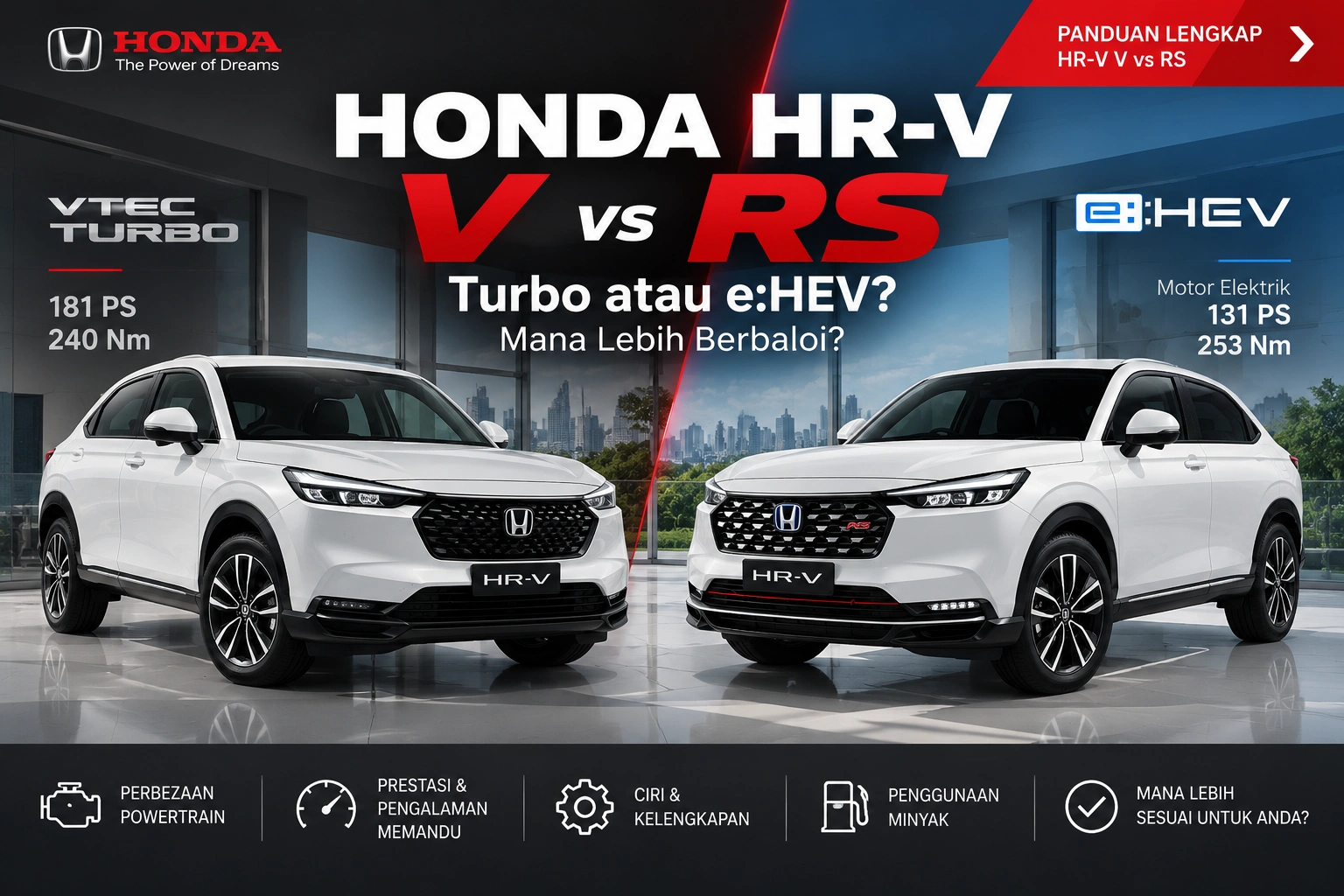 Honda HR-V V vs RS: Turbo atau e:HEV, Mana Lebih Berbaloi?