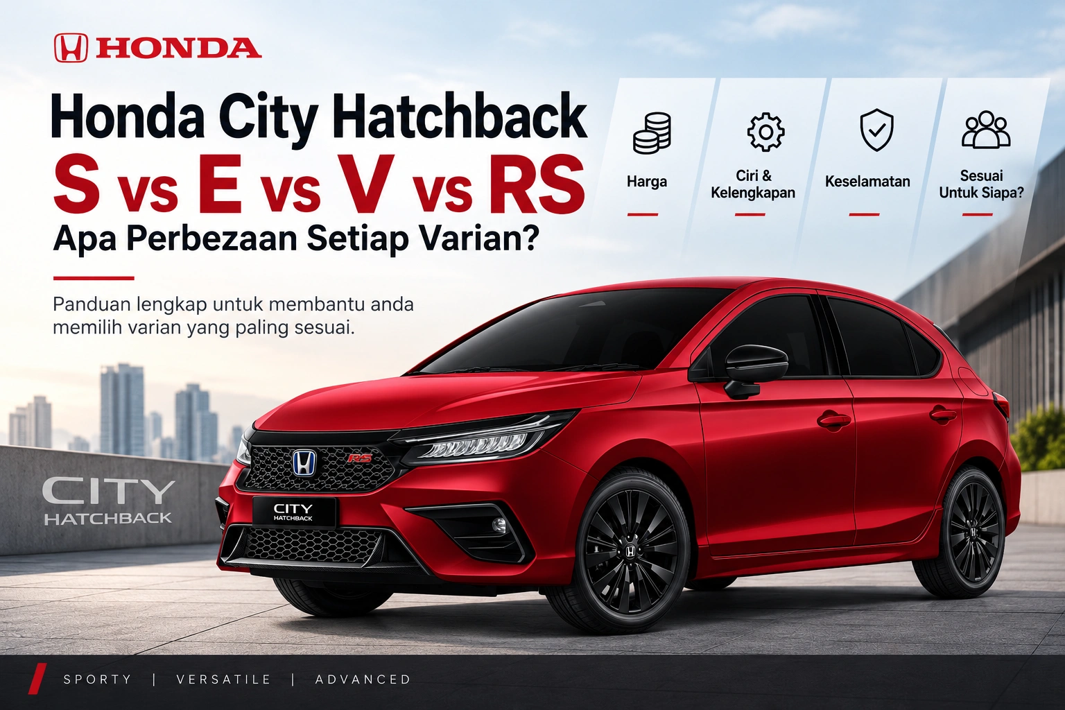 Honda City Hatchback S vs E vs V vs RS: Apa Perbezaan Setiap Varian?